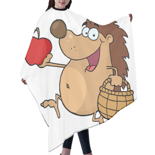 Personality  Happy Hedgehog Runs With Apple Illustration Hair Cutting Cape