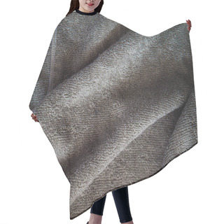 Personality  (Top View Image) Grey Towel Fabric Texture Background. Hair Cutting Cape