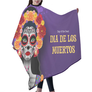 Personality  Day Of The Dead, Dia De Los Muertos 3d With Paper Cut Art Elements Craft Style On Background Hair Cutting Cape