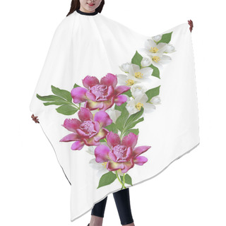 Personality  Branch Of Jasmine Flowers Isolated On White Background Hair Cutting Cape