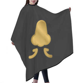Personality  Breath In Gold Plated Metalic Icon Or Logo Vector Hair Cutting Cape
