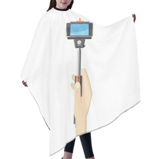 Personality  Hand Holding Selfie Monopod Stick Icon Hair Cutting Cape