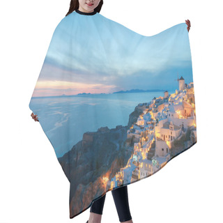 Personality  View Of The Village Oia At Night. Hair Cutting Cape