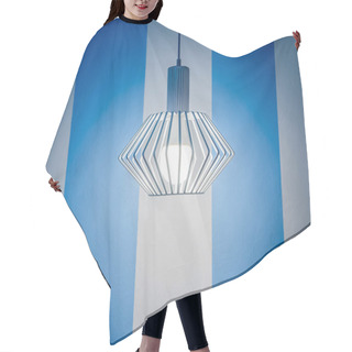 Personality  Vintage Ceiling Lamp On White And Blue Wall Background Hair Cutting Cape