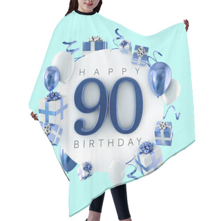 Personality  Happy 90th Birthday Party Composition With Balloons And Presents. 3D Render Hair Cutting Cape