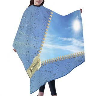 Personality  Unzipped Glass With Water Drops Revealing Blue Sky Hair Cutting Cape