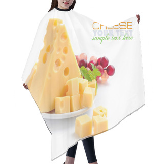 Personality  Pieces Of Cheese On A Dish Isolated On A White Background Hair Cutting Cape