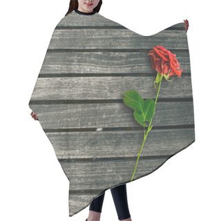 Personality  Red Rose On Dark Wood Background Hair Cutting Cape
