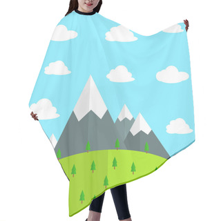 Personality  Natural Landscapes In A Flat Style On Blue Background Hair Cutting Cape