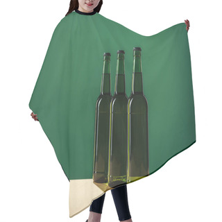 Personality  Beer Bottles With Shadows And Copy Space Isolated On Green, St Patrick Day Concept Hair Cutting Cape