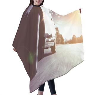 Personality  Front Side View Of Black Car Hair Cutting Cape