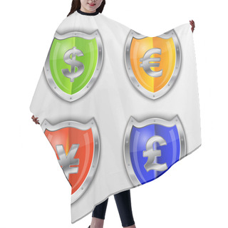 Personality  Currency Signs - Dollar, Euro, Yen And Pound. Vector Money Symbol. Hair Cutting Cape