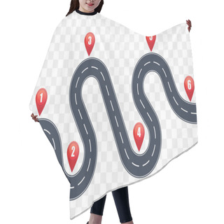 Personality  Road Trip. Road Infographic With Pin Pointer.  Hair Cutting Cape