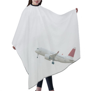 Personality  Commercial Jet Plane Taking Off With Cloudy Sky At Background Hair Cutting Cape