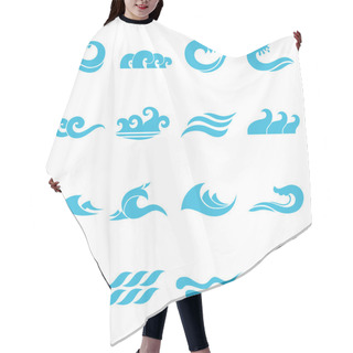 Personality  Waves Icons Set Hair Cutting Cape
