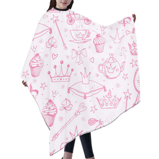 Personality  Pink Seamless Background With Princess' Accessories. Hair Cutting Cape