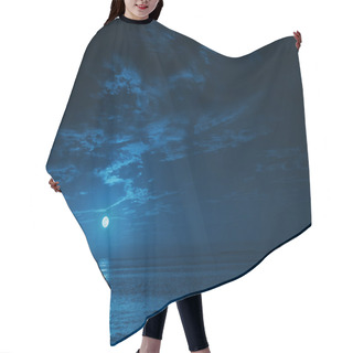 Personality  Beautiful Midnight Ocean View With Moonrise And Calm Waves Hair Cutting Cape