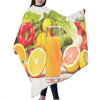 Personality  Orange Juice With Fruits And Vegetables Hair Cutting Cape