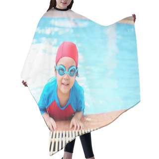 Personality  Asian Children Cute Or Kid Girl Wear Swimming Suit And Goggles On Swimming Pool And Smile With Happy Fun In Water Park For Learning And Training Or Refreshing And Relax With Exercise On Summer Holiday Hair Cutting Cape