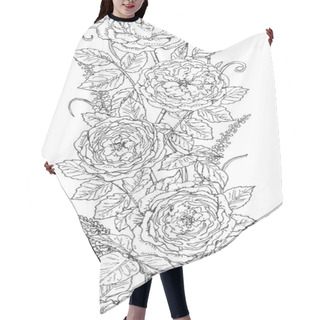 Personality  Hand Drawn Floral Seamless Pattern With Tea Roses. Hair Cutting Cape