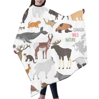 Personality  Wild Animals Of Canada Color Flat Icons Set Hair Cutting Cape