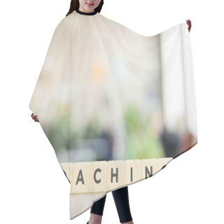 Personality  White Cubes With Coaching Inscription On White Desk Hair Cutting Cape