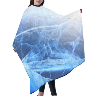 Personality  Ice Texture Cracks Baikal, Abstract Background Winter Ice Transparent Blue Hair Cutting Cape