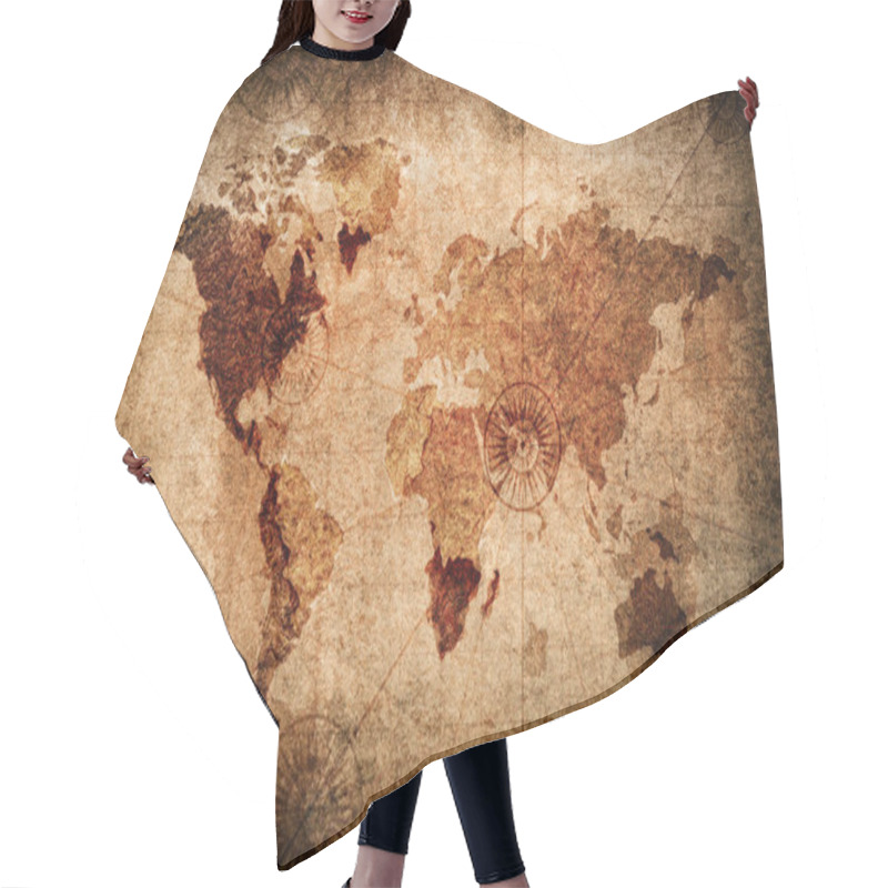 Personality  Retro Style World Map Texture Background Hair Cutting Cape