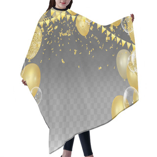 Personality  Vector Party Balloons Illustration. Confetti And Ribbons Flag Ri Hair Cutting Cape
