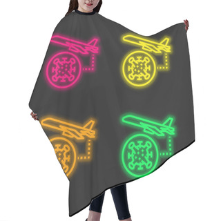 Personality  Air Plane Four Color Glowing Neon Vector Icon Hair Cutting Cape