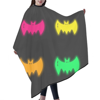 Personality  Bat Four Color Glowing Neon Vector Icon Hair Cutting Cape