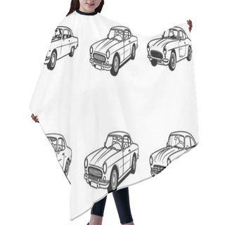 Personality  Classic Car Set Outline Vector Illustration On White Background Hair Cutting Cape