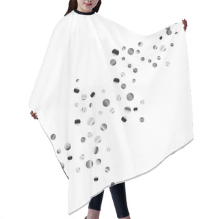 Personality  Silver Confetti On A White Background. Hair Cutting Cape