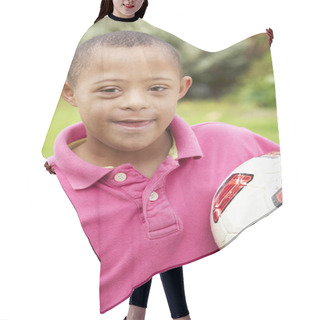 Personality  Boy With Downs Syndrome Hair Cutting Cape