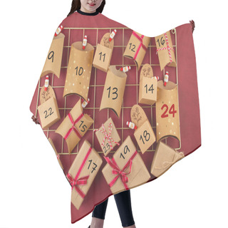 Personality  Advent Calendar With Craft Carton Boxes On The Mesh Board Hair Cutting Cape