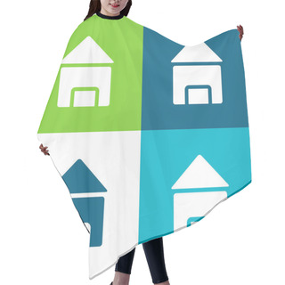 Personality  Black House Flat Four Color Minimal Icon Set Hair Cutting Cape