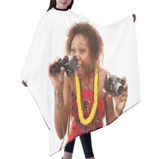 Personality  Funny African-American Tourist Hair Cutting Cape
