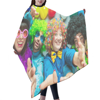 Personality  Party People Celebrating Carnival Or New Year In Party Club Hair Cutting Cape