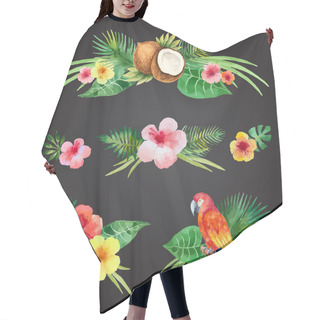 Personality  Set Of Watercolor Flowers And Leaves Hair Cutting Cape
