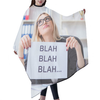 Personality  Young Businesswoman With Message In The Office Hair Cutting Cape