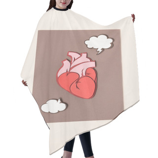 Personality  Flat Lay With Anatomical Human Heart On Brown With Beige   Hair Cutting Cape