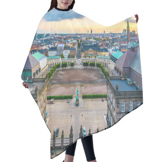 Personality  Aerial View Of The Christiansborg Slot Palace With Equestrian Statue Of Christian IX In Copenhagen, Denmar Hair Cutting Cape