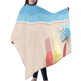 Personality  Summer Creative Wallpaper With Sandy Beach, Sea And Umbrellas Hair Cutting Cape