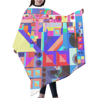 Personality  Trendy Geometric Elements Memphis Colorful And Glowing Design. Retro 90s Style Texture, Pattern And Elements. Modern Abstract Background Design And Cover Template. Hair Cutting Cape