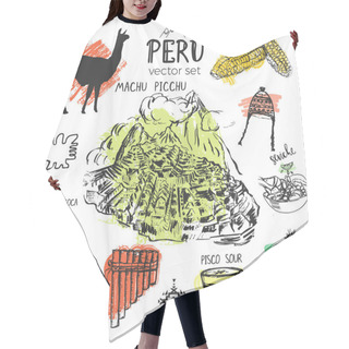 Personality  Set Of Hand Drawn Symbols Of Peru. Hair Cutting Cape