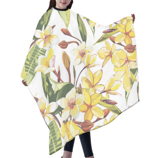 Personality  Elegance Seamless Pattern In Vintage Style With Plumeria Flowers. EPS 10 Hair Cutting Cape