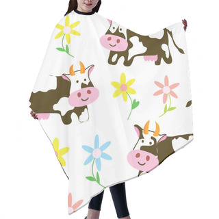 Personality  Cows And Flowers - Funny Seamless Pattern  Hair Cutting Cape