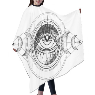 Personality  Eye Of Providence. Masonic Symbol. All Seeing Eye Inside Triple Moon Pagan Wicca Moon Goddess Symbol. Vector Illustration. Tattoo, Astrology, Alchemy, Boho And Magic Symbol. Coloring Book. Hair Cutting Cape