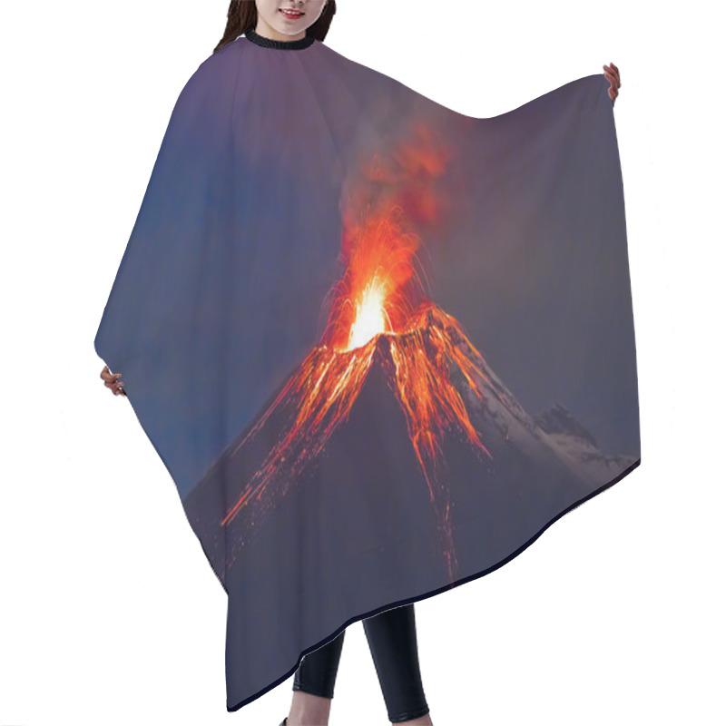 Personality  Long exposure, Tungurahua volcano with blue skyes hair cutting cape