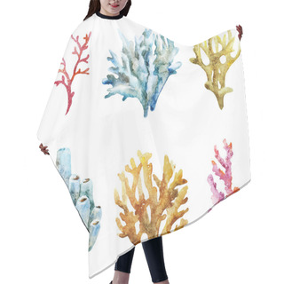 Personality  Ocean Watercolor Coral Pattern Hair Cutting Cape